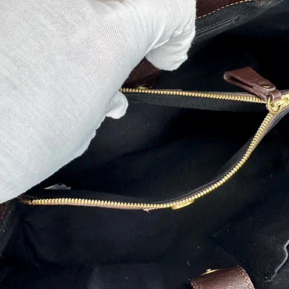 Burberry Nova Check Tote Bag Vintage House Check Canvas Leather Shoulder Bag - Picture 15 of 15